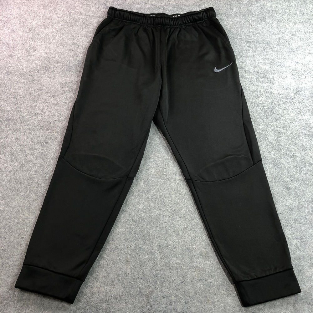 Nike Mens Sweatpants Large Black Dri-FIT Tapered Leg Activewear Joggers Gym